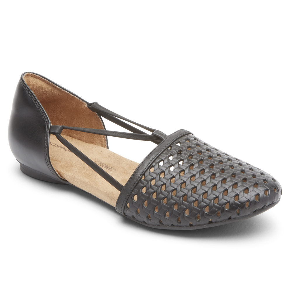 Rockport Singapore Womens Flats - Reagan Perforated Black - RT2058371